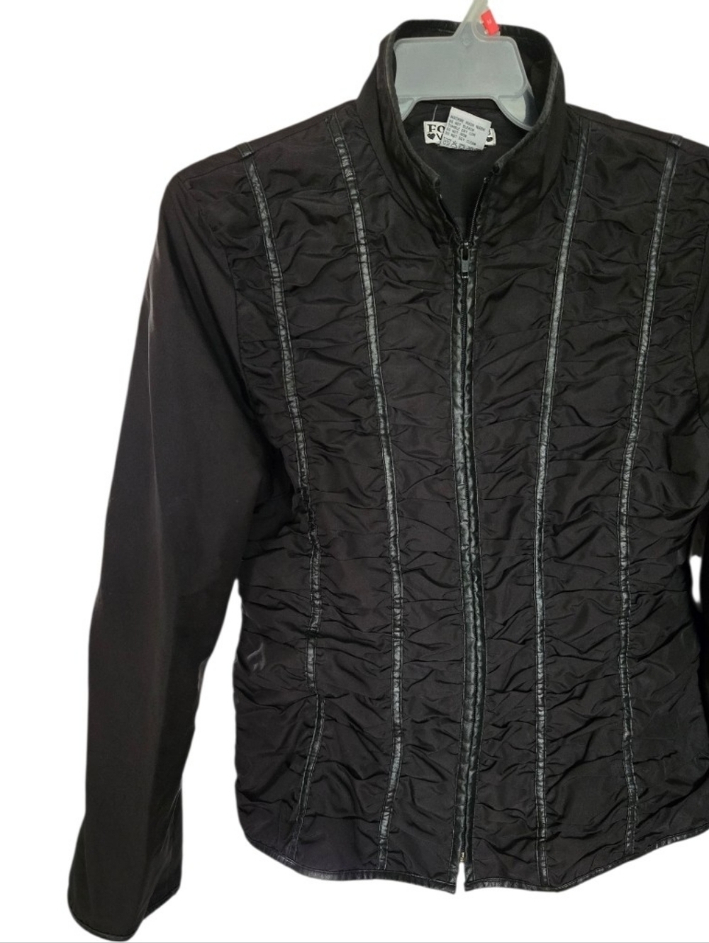 Coat jacket FOU FOU Valentine Black ribbed lightwieght windbreaker A15626
